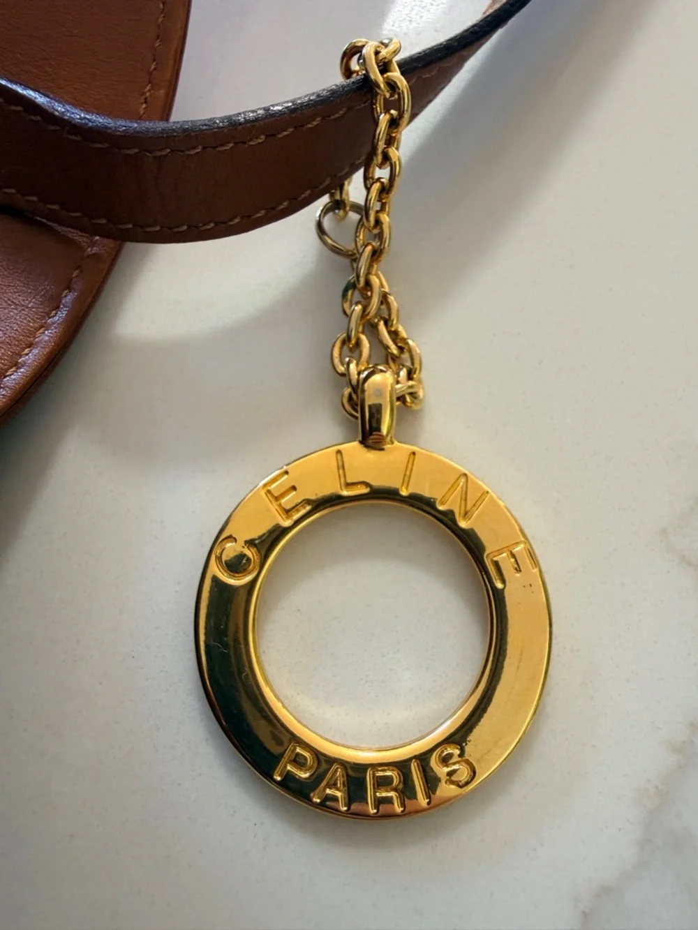 Celine Calfskin Leather Flap Bag with Gold Celine Logo Charm - Picture 11 of 15